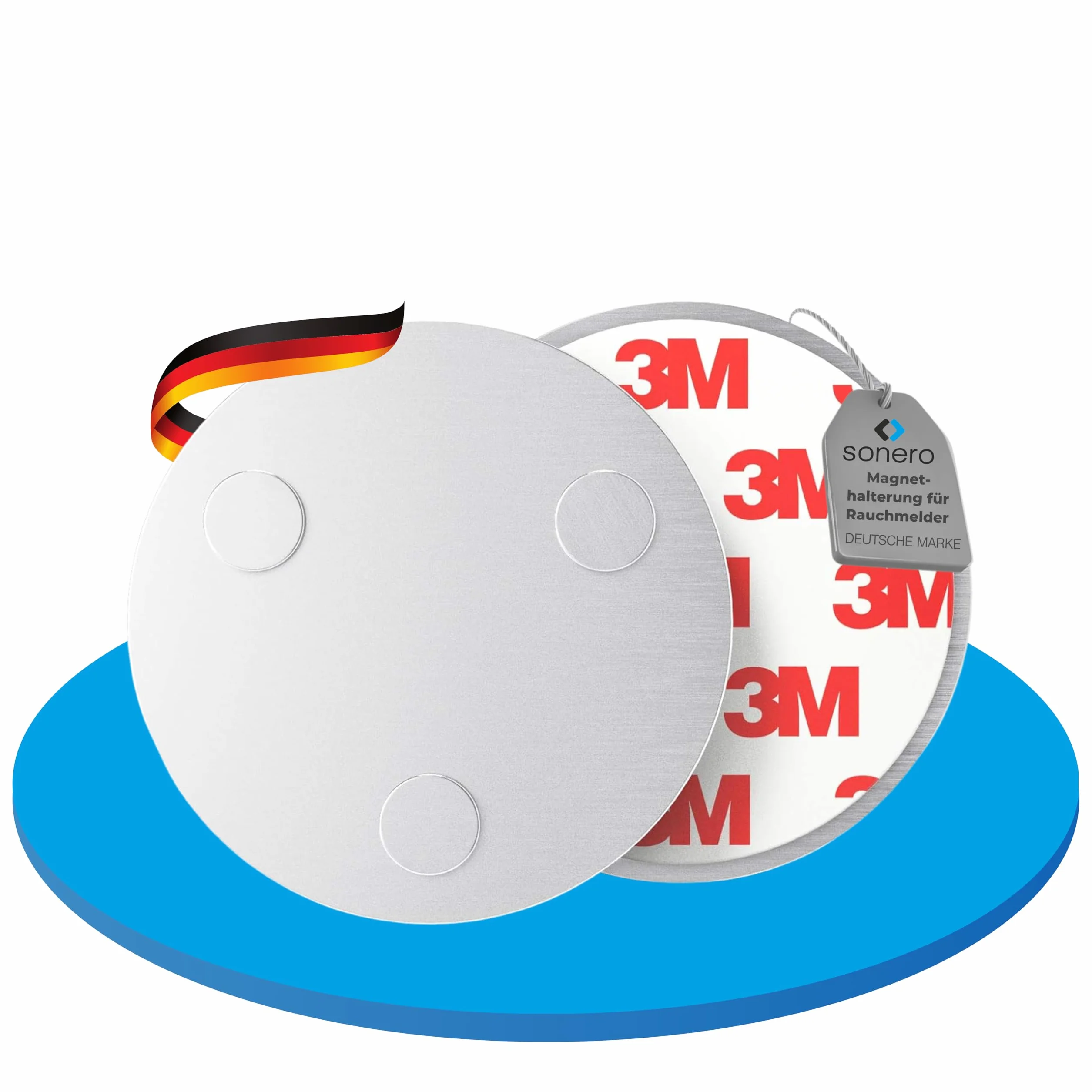 Sonero MH-070 uchwyt magnetyczny do czujników dymu (detektor tlenku węgla i inne produkty), średnica 70 mm, bardzo silne magnesy, 1 sztuka uchwyt magnetyczny, 1 zestaw