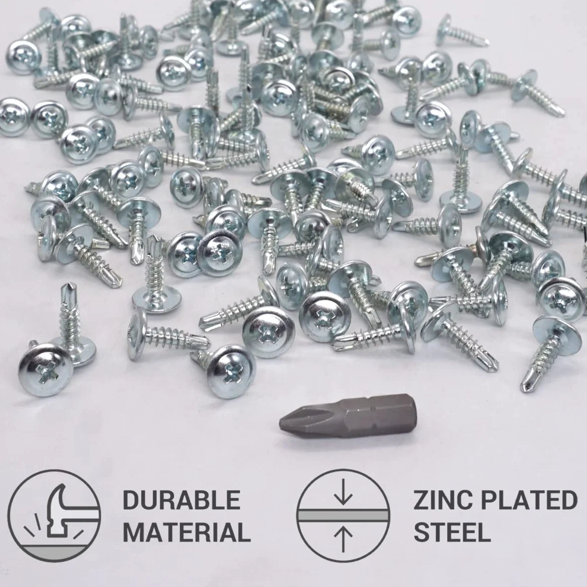 SKIR'CO (1000 szt.) ocynkowane wkręty samoniercające 4,2 x 16 mm, śruba do blachy, zmodyfikowana PH głowica kratownicy