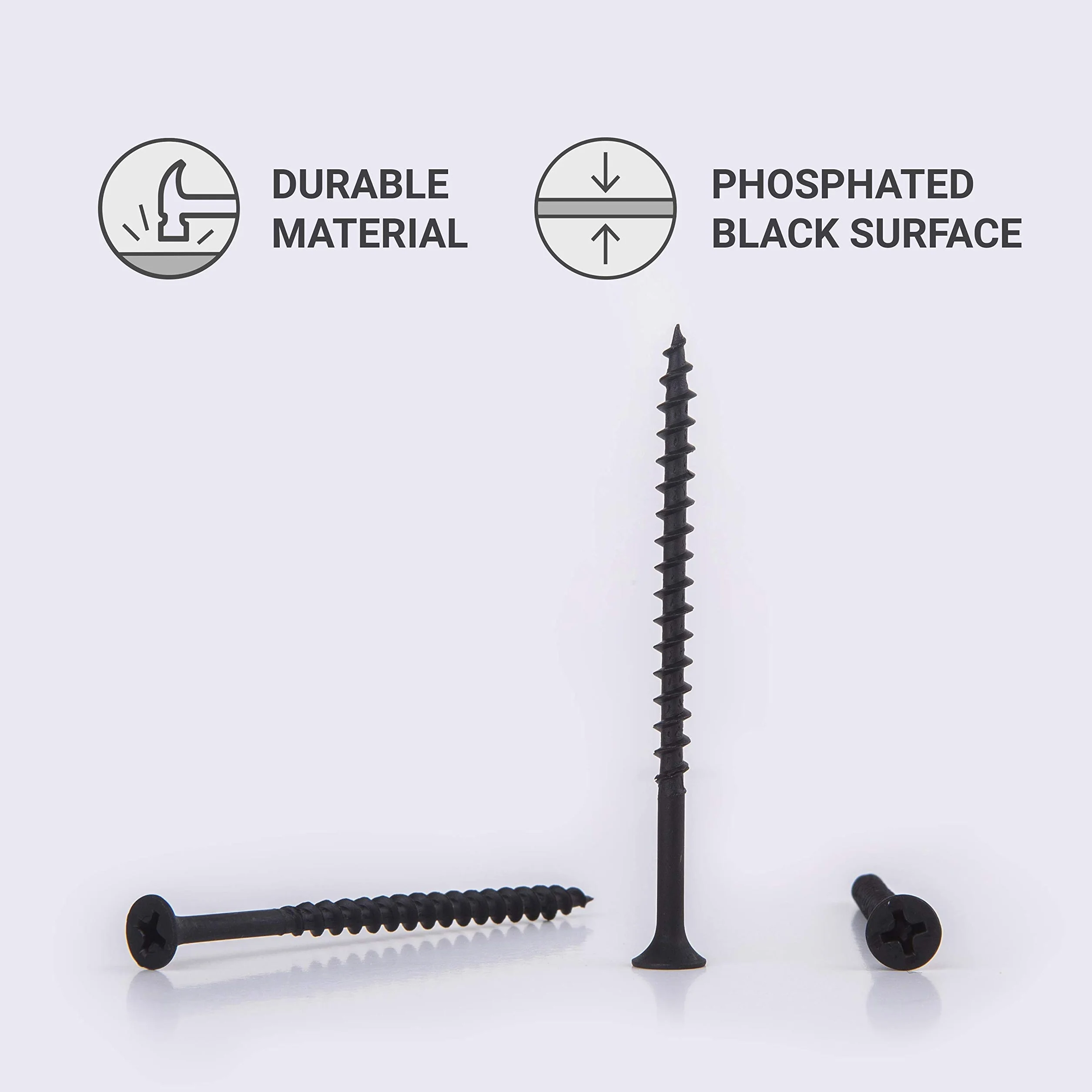 (300 sztuk) czarne fosforanowe, stal węglowa 4,2 x 70 mm wkręty do drewna, śruby do płyt gipsowo-kartonowych, uchwyty do płyt wiórowych, Philips Bugle Head (300, 4,2 x 70 mm)
