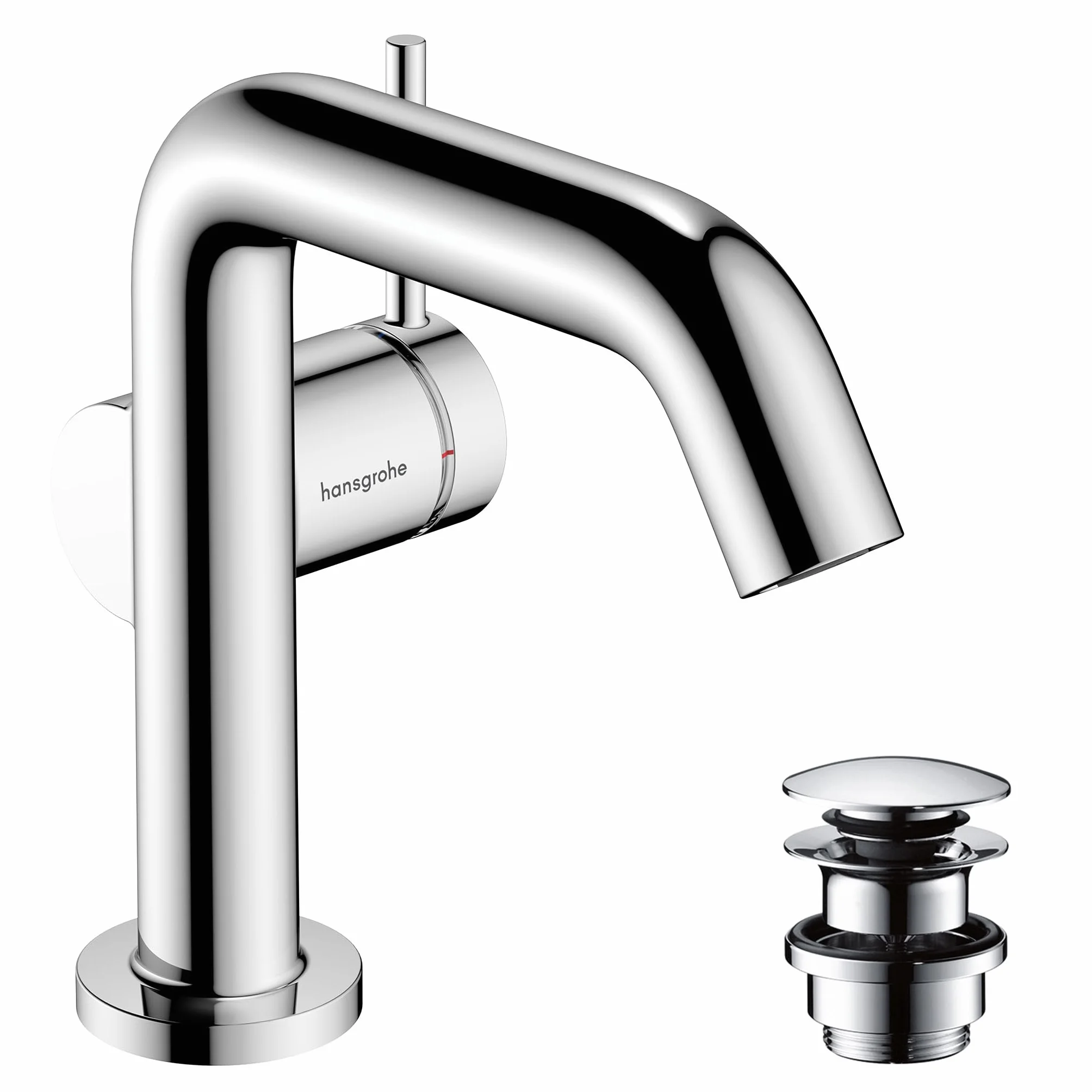 hansgrohe Tecturis S Fine - jednouchwytowa bateria umywalkowa z zestawem odpływowym, kran łazienkowy z wylewką 112 mm, oszczędność wody (EcoSmart+) i energii (CoolStart), chrom, 73320000