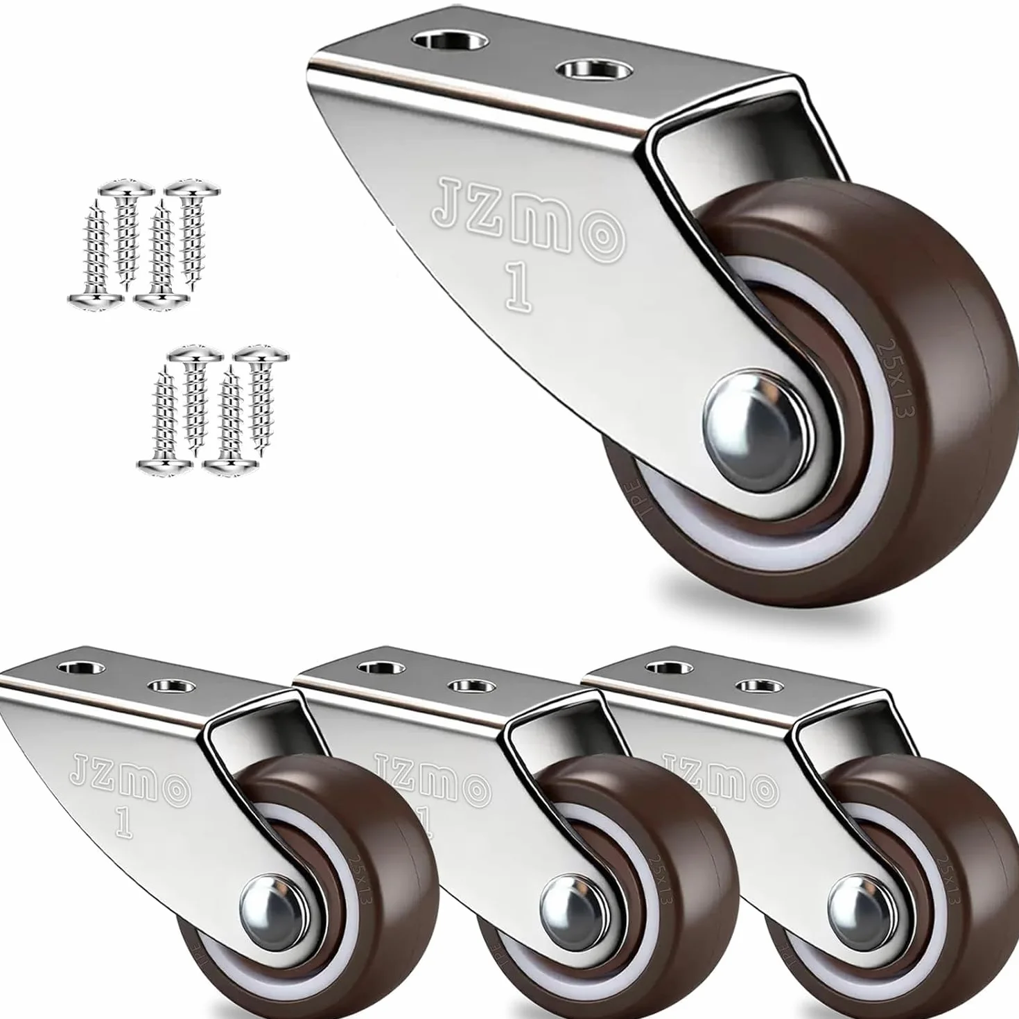 4 sztuki małych rolek meblowych 25 mm ze śrubokrętem, rolki do mebli, płaskie, ciche, małe kółka, do dużych obciążeń, mini do szafek, mebli, rolek DIY i małych mebli