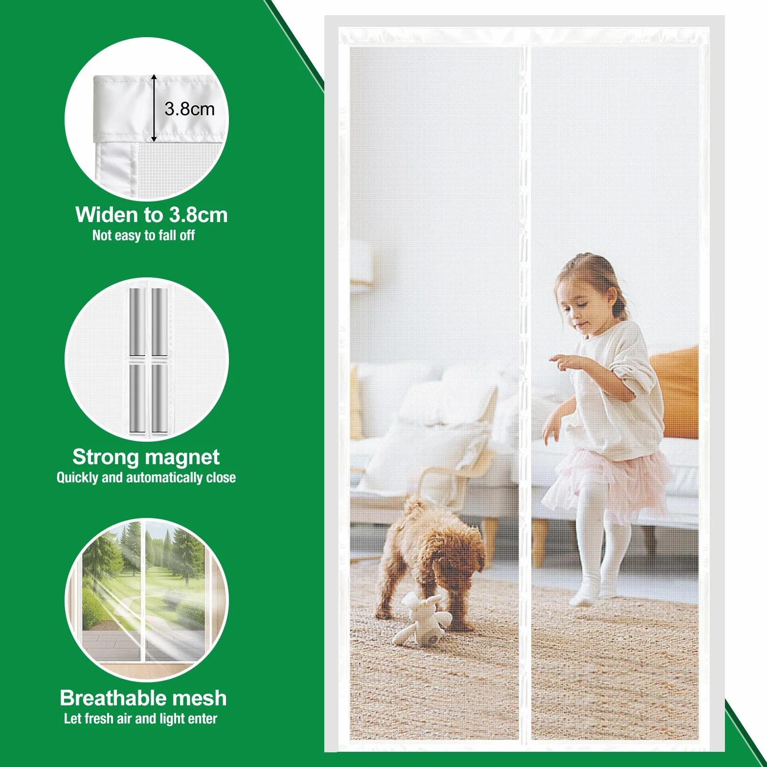 4UMOR Moskitiera Magnetyczna do drzwi 75x220cm Biały