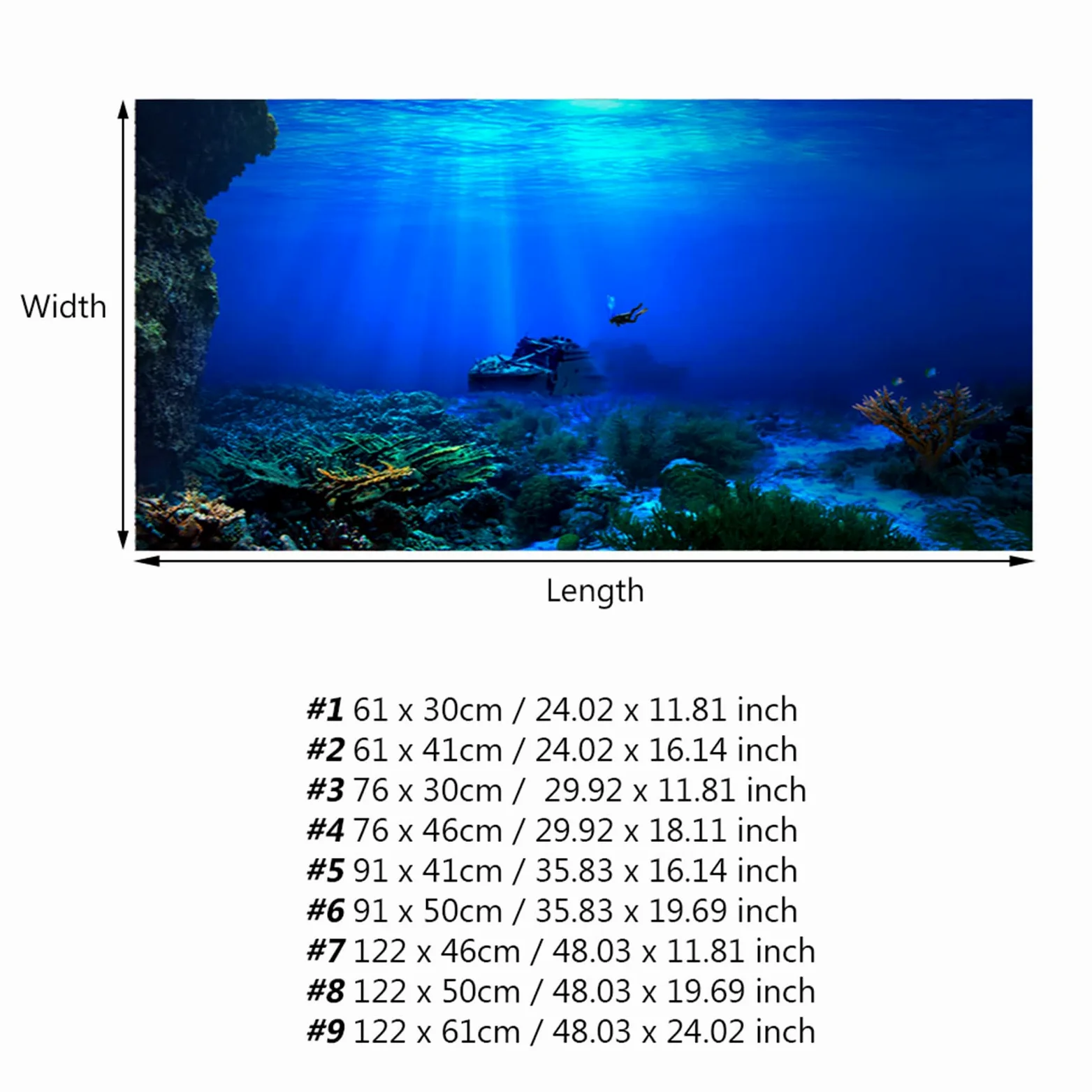 Generic Plakat Samoprzylepny w Tle Seaworld z Realistycznym Wzorem Morskiego świata do Dekoracji Akwarium, Wodoodporny i Trwały, łatwy do Czyszczenia dla Pięknej Aury, materiał PVC (122 * 61cm)