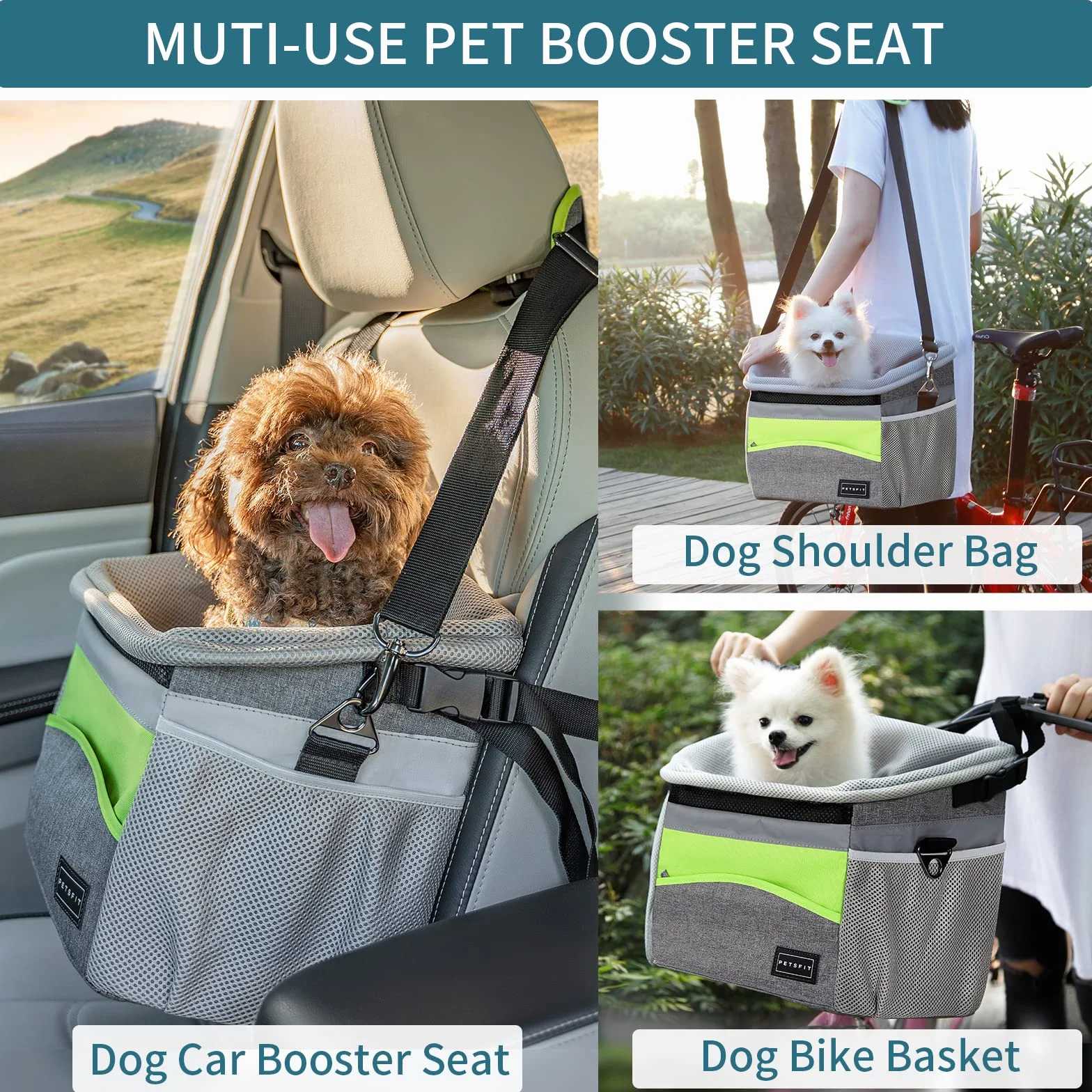 Petsfit Koszyk rowerowy, przedni, dla małych zwierząt domowych, dla psów, kotów, zdejmowany kosz rowerowy, szybkie odblokowanie, łatwy montaż