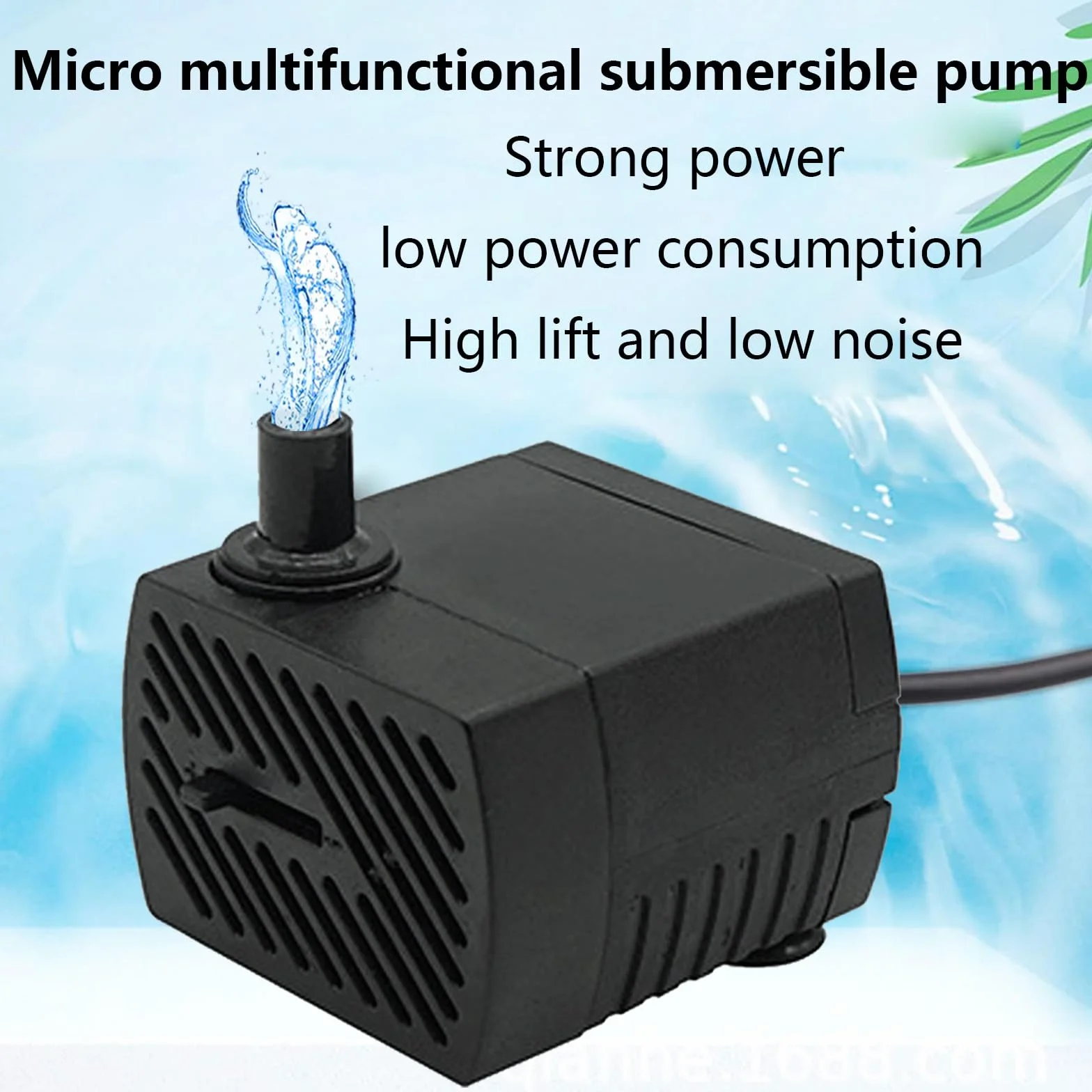 GERUI 2 x mini pompa wodna, 280 l/h, 4 W, 220 V-240 V, 50/60 Hz, regulowana objętość wody 8/13 mm, pompa do fontanny, nadaje się do małych akwariów, pomp do akwarium, ogrodów