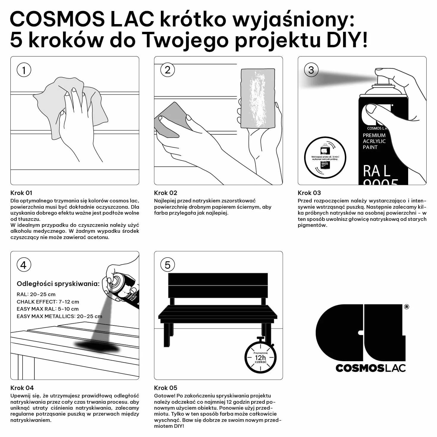 CL COSMOS LAC lakier w sprayu, złoty, błyszczący – farba w sprayu, farba DIY, farba akrylowa w sprayu do malowania tworzyw sztucznych, metalu itp. (złoty)