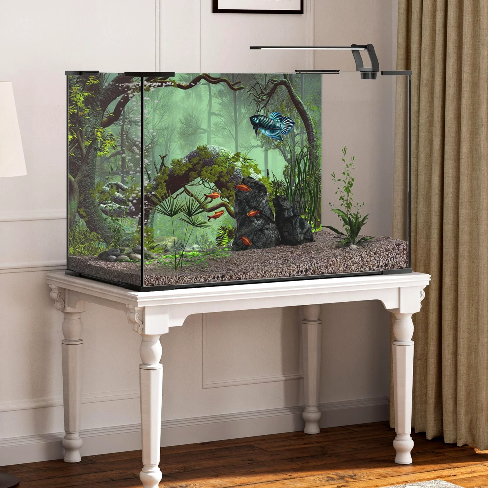 Terrarium tło winylowe 120 x 46 cm mglisty las tropikalne gad siedlisko akwarium