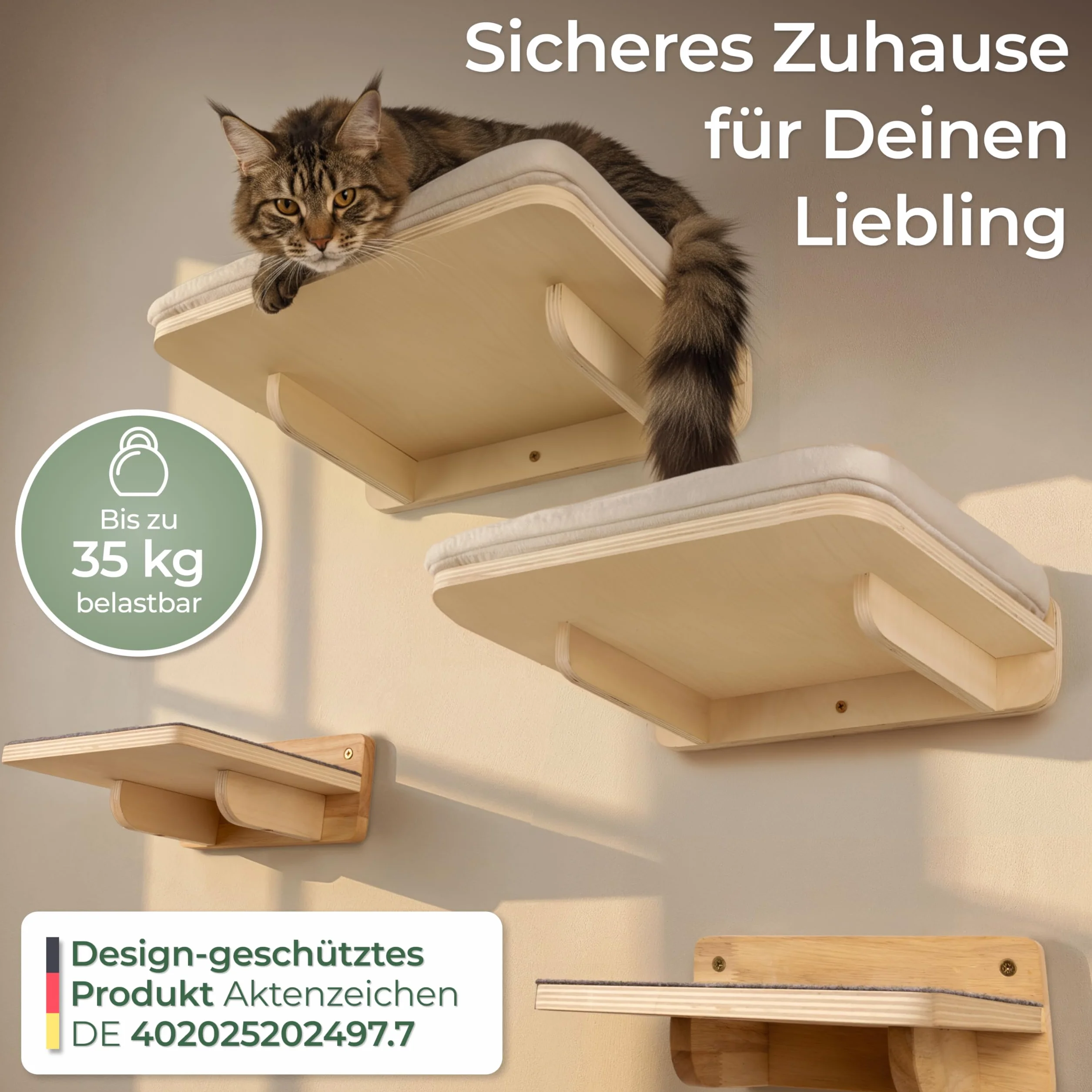 WOOWOOD® 2 x ścianka wspinaczkowa dla kotów – 2 x schody ścienne dla kotów [pełne drewno] – drapak ścienny – hamak dla kota – drzewo do drapania ścienne – meble dla kotów – ściana dla kotów – zestaw