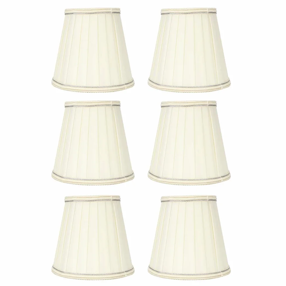 Nowoczesny Tkaninowy Abażur z Koronkową Krawędzią, E14, 3,5x5,1x5,5 Cala, 6 Sztuk, do Lamp Stołowych i Ściennych