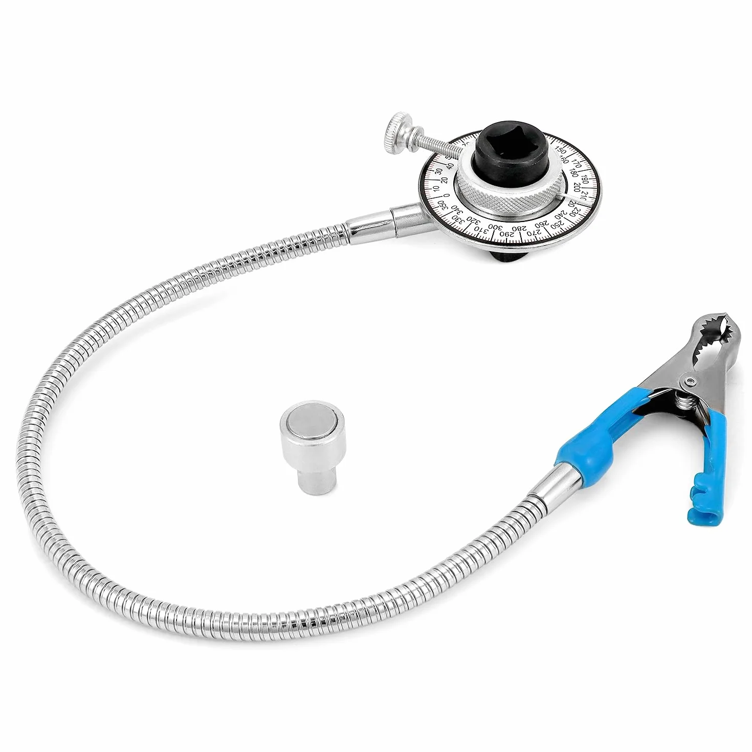 QWORK 1/2" obrotowy miernik kątowy z ramieniem magnetycznym i obrotowym