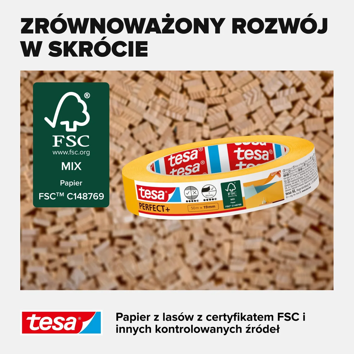 tesa Perfect+ - malarska taśma maskująca z cienkiego papieru Washi do precyzyjnego maskowania podczas malowania - do stosowania wewnątrz pomieszczeń - 50m x 19mm