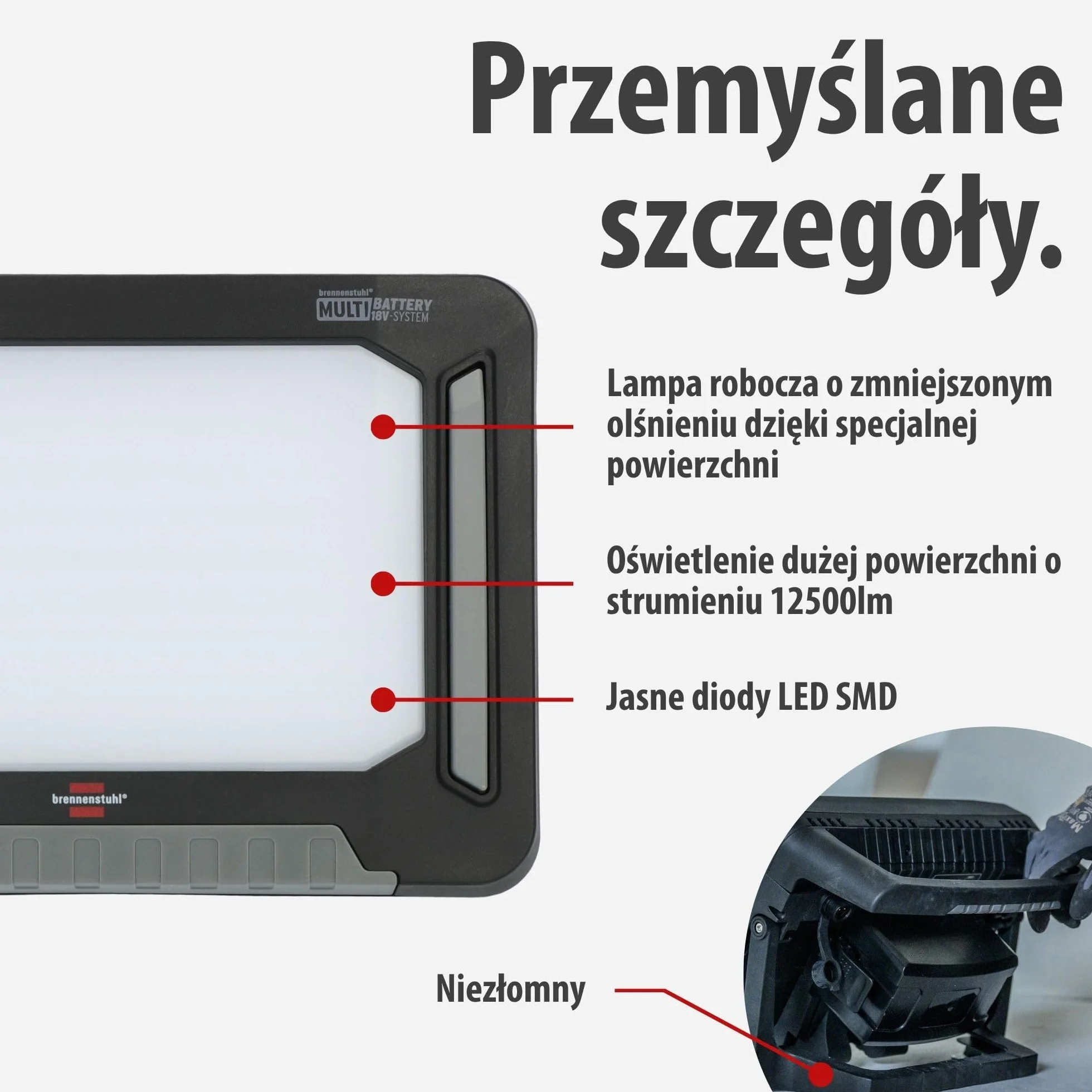 Brennenstuhl Professional Multi Battery LED Hybrydowa Reflektor budowlany 10050 MH 100W 12500lm IP55 18V 5m kabel RN