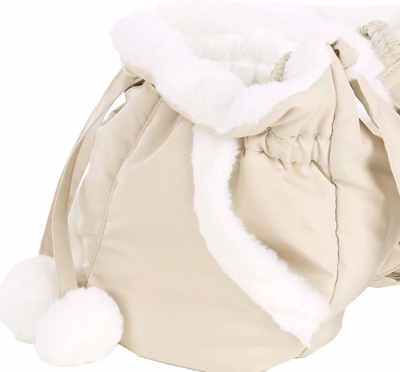 Flamingo Cuddi beżowa torba transportowa dla psa, 32 x 22 x 25 cm, z regulowanym paskiem z karabińczykiem, otwierana u góry i wykończona miękkim pluszem, do 4 kg