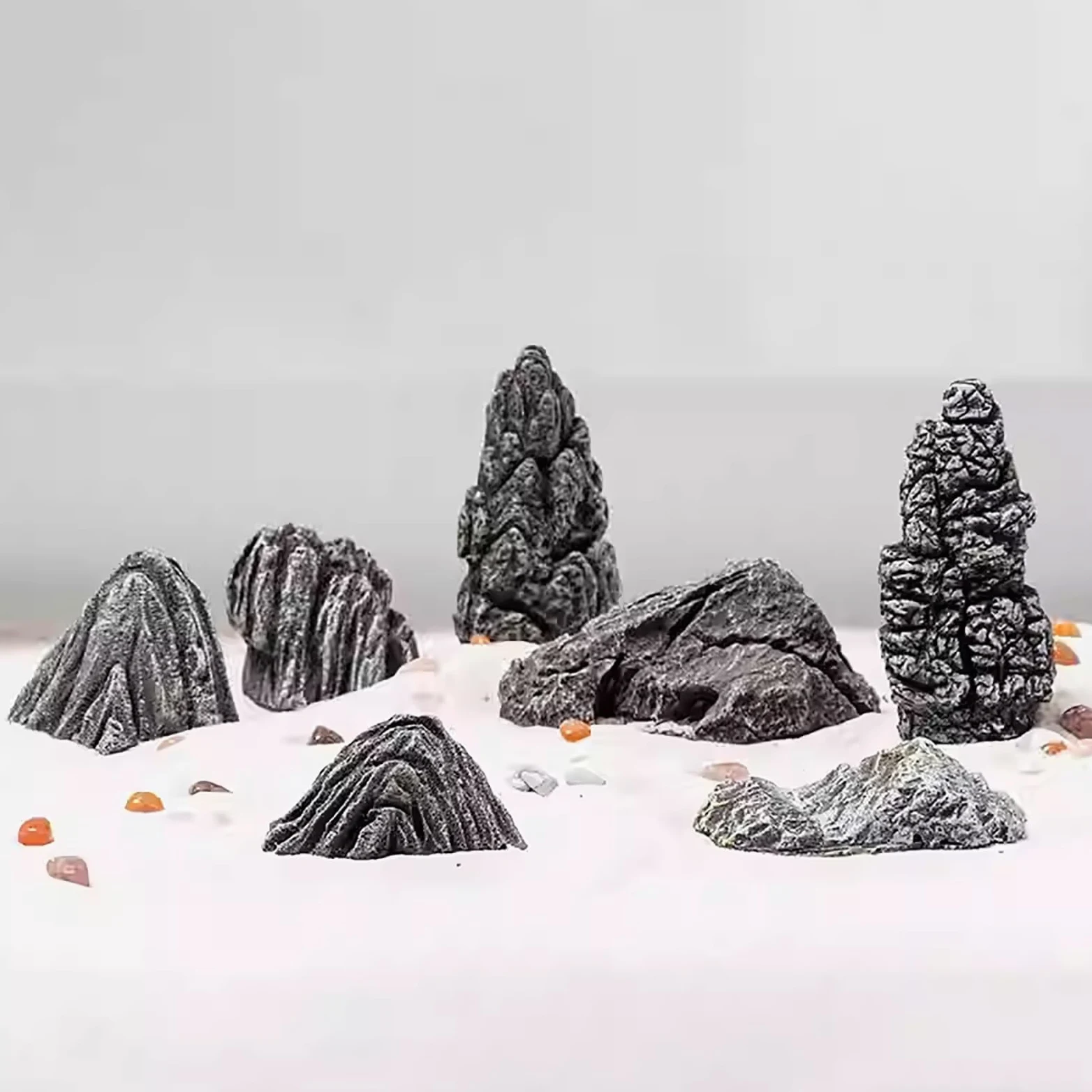 Dekoracja domu: Symulowane Rockeries, Miniaturowe kamienie górskie, dekoracyjne skały do akwariów, mikro-krajobraz akcesoria do bonsai i roślin doniczkowych (10,7 cm)
