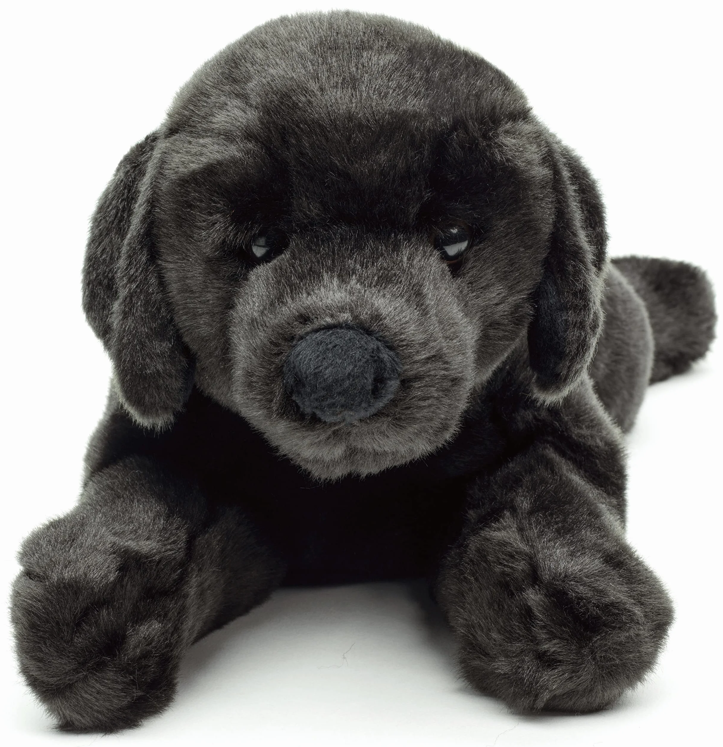 Uni-Toys - labrador czarny, leżący - 40 cm (długość) - pluszowy pies, zwierzę domowe - pluszowa zabawka, przytulanka