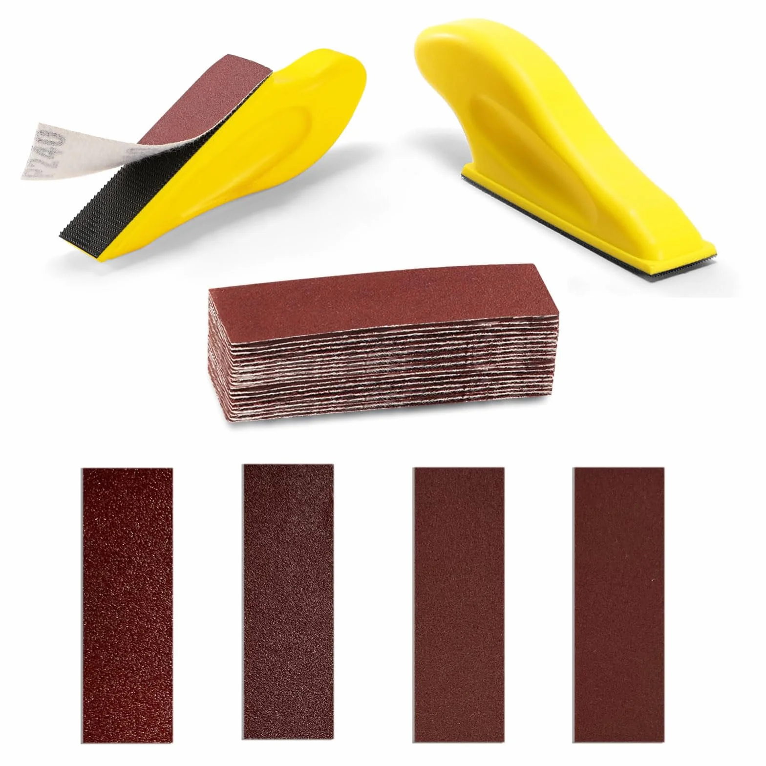 Wysokiej jakości zestaw papieru ściernego z mikrodetalami, mini blok szlifierski do obróbki wąskich miejsc i projektów polerskich, 8,9 x 2,5 cm, papier ścierny na mokro/sucho, ziarnistość 60, 120, 240