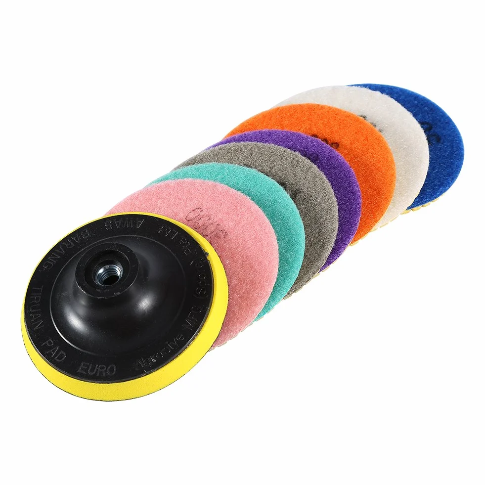 Diamentowe podkładki polerskie, 8 sztuk, akcesoria do polerowania kamienia, tarcza polerska, ziarnistość do granitu, marmuru, betonu, kamienia, 10 cm