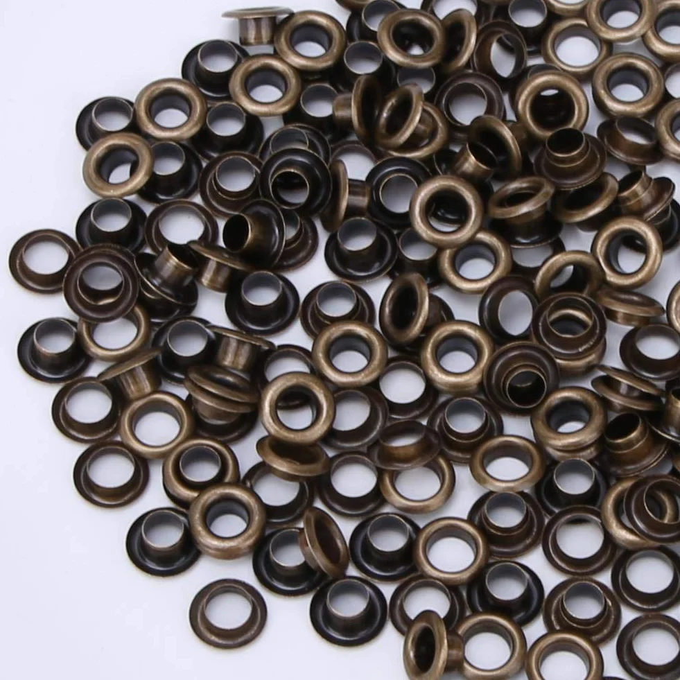 Zestaw 100 Przelotek Oczka 4mm z Uszczelkami, Dwustronne Oczka do Skóry, Ubrań, Toreb, Pasków, Brązowe, 100 Sztuk