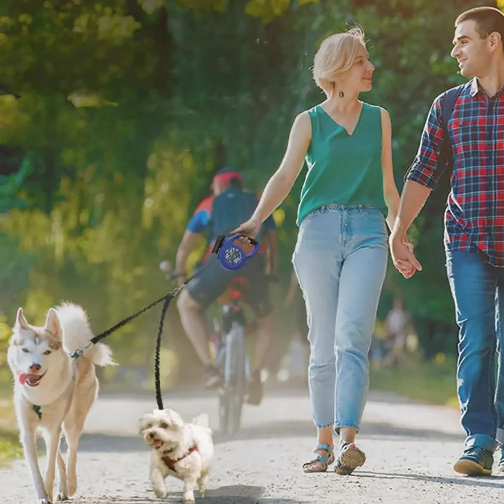 Smycz dla 2 pies regulowana, obracana o 360°, do małych, średnich i dużych psów