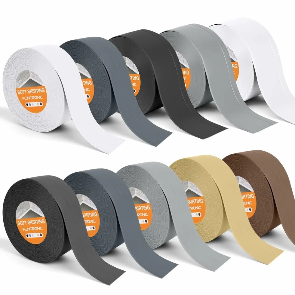 Flintronic Uszczelka do łazienki, 4,5 m x 38 mm, samoprzylepna taśma uszczelniająca, samoprzylepny pasek uszczelniający z PVC do wanny, łazienki, kuchni, nie pleśnieje i uszczelnia (czarny)