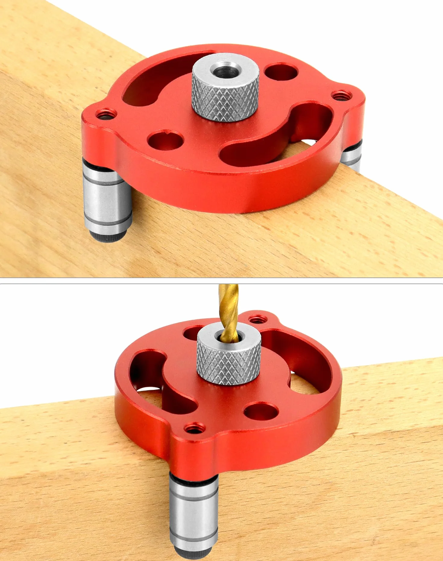 QWORK® Przyrząd do wiercenia w drewnie, przyrząd do centrowania otworów z wiertłami 3/4/5/6/7/8/9/10 mm i tulejkami wiertniczymi