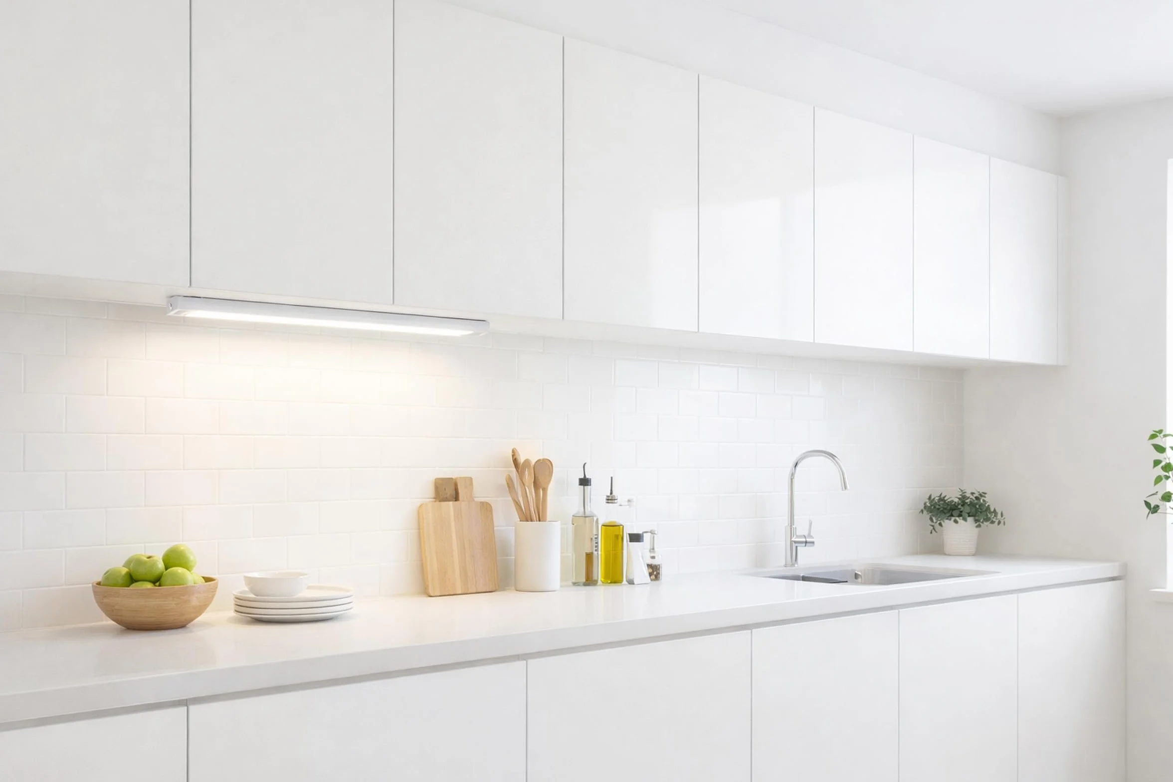 SEBSON Lampa podszafkowa LED do kuchni, 30 cm, możliwość ściemniania, 3 kolory światła 2700 K/4000 K/6500 K, wychylna, przełącznik i wtyczka 230 V, listwa świetlna z możliwością przedłużenia