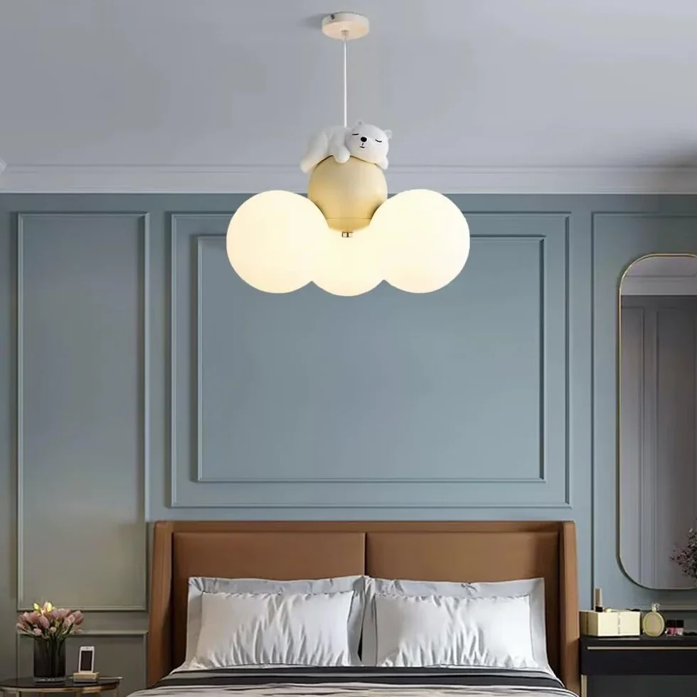 Lampa wisząca LED śpiący niedźwiedź kreskówka balon lampa sufitowa żyrandol lampa wisząca lampa sufitowa księżyc żyrandol sufitowa oprawa oświetleniowa do sypialni, pokoju dziecięcego