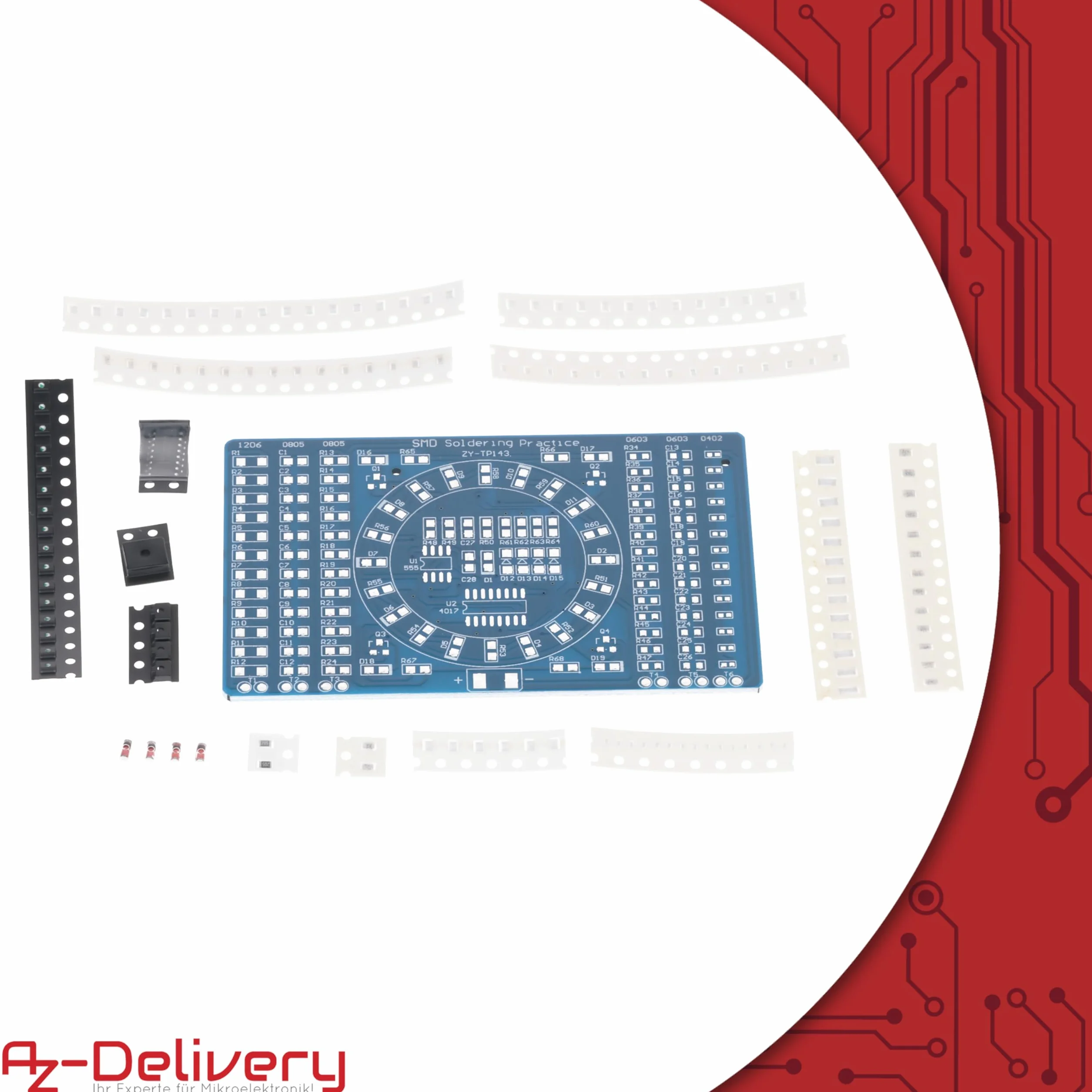 AZDelivery NE555 SMD zestaw do lutowania DIY moduł LED