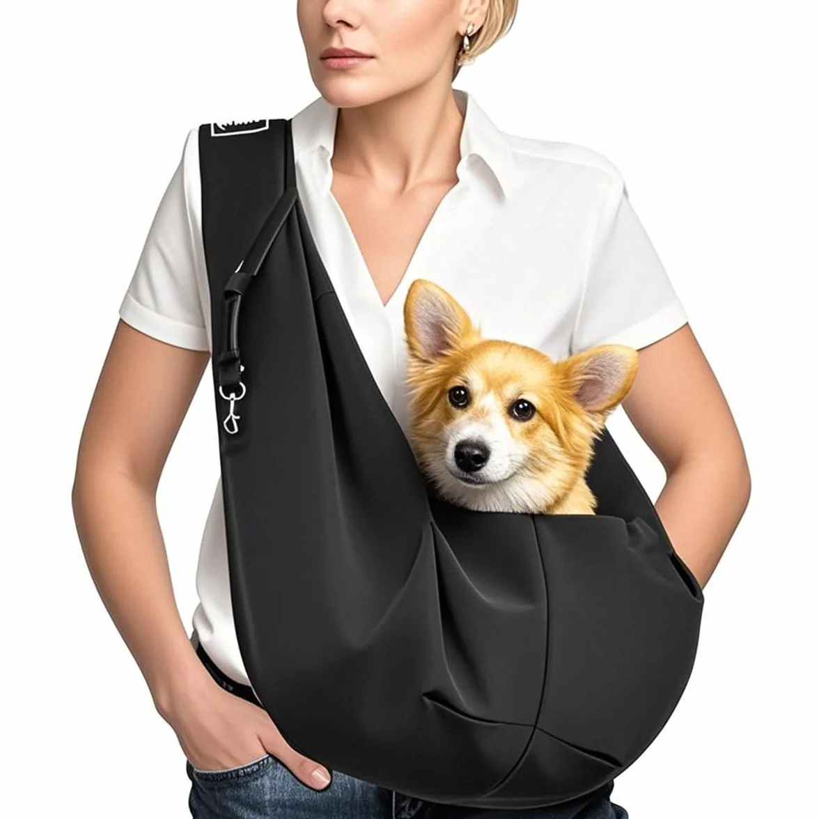 Torba podróżna dla psa, torba podróżna, na spacer i na świeżym powietrzu, dla psa/kota do 7,5 kg, czarna