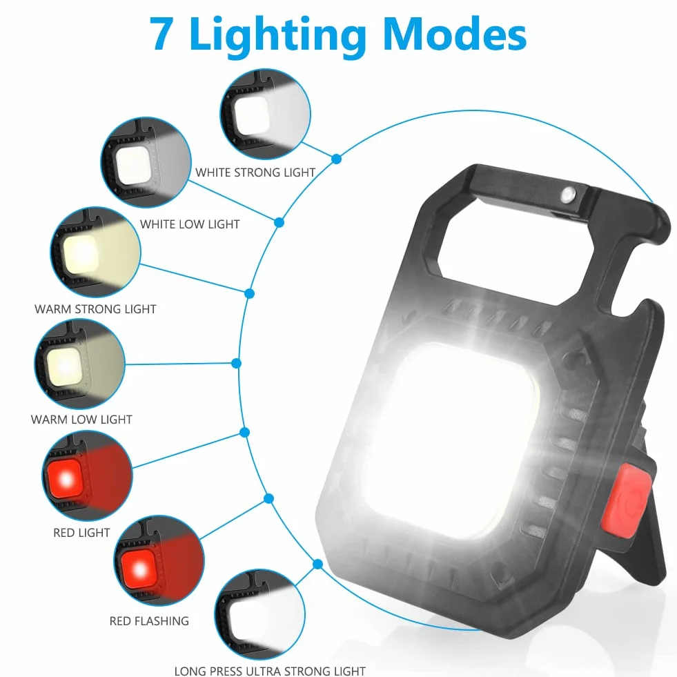 Mini LED Latarka z Brelokiem 2 szt. 800 Lumenów Wodoodporna Magnetyczna Otwieracz do Butelek