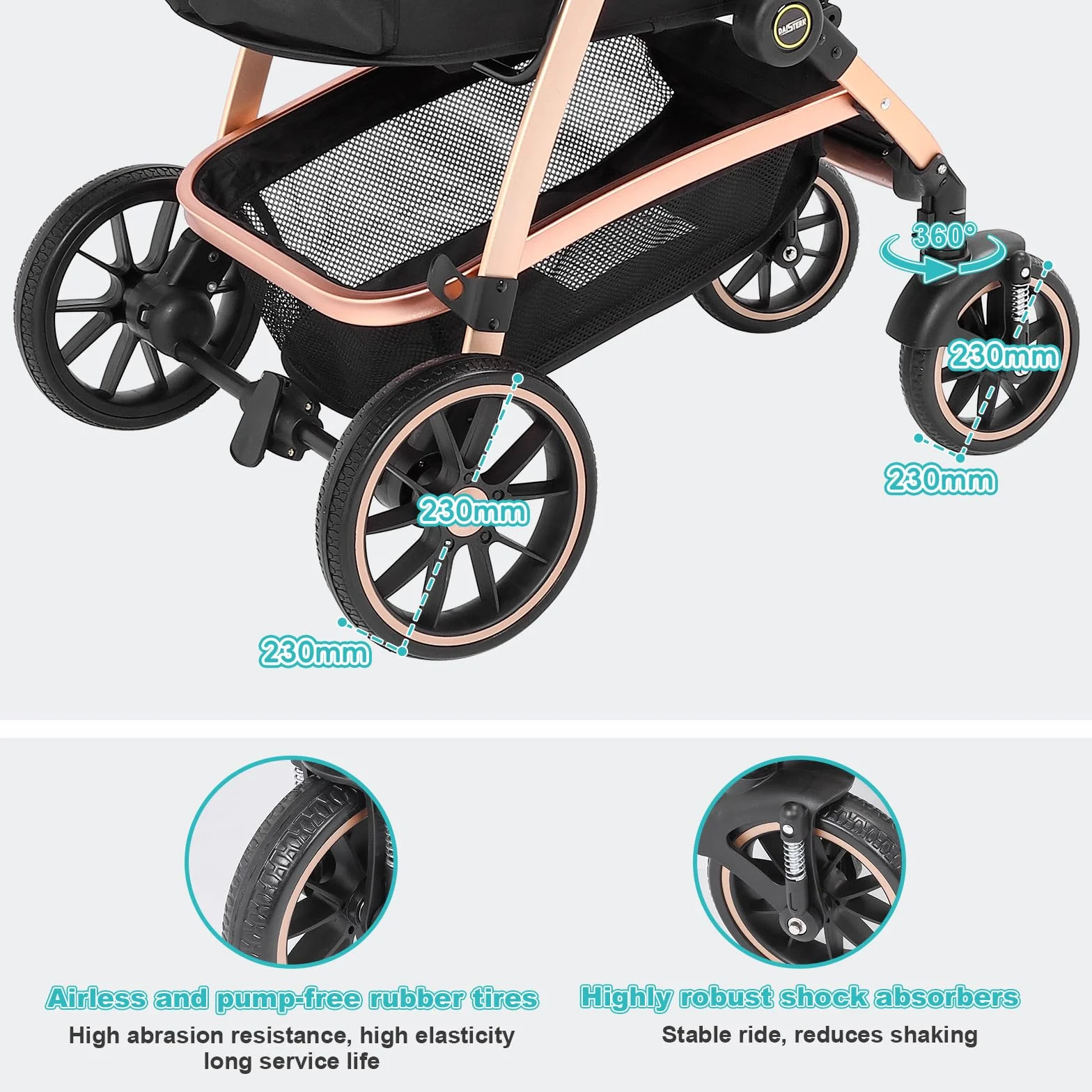 Wózek dla psa 3 w 1 do 25 KG, z możliwością klapcia,Opony gumowe 360°obracające się 100% Aluminium anodowane ramię, jest złożony,Odpowiedni dla małych i średnich psów,a także kotów