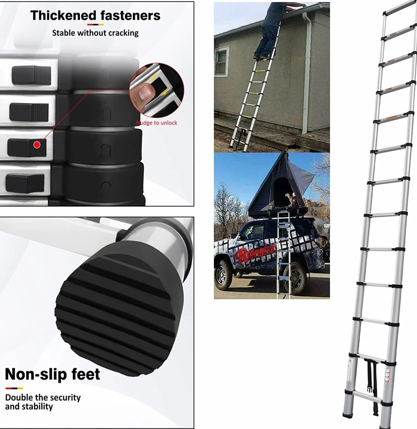Drabina teleskopowa aluminiowa składana 4,4 m nośność 150 kg
