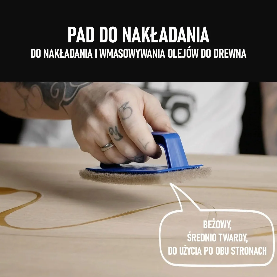 OLI-NATURA Padset z uchwytem ręcznym i 20 podkładkami do nakładania oleju na drewno