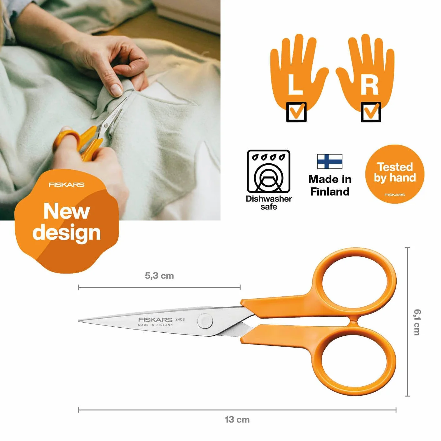 Fiskars Classic Nożyczki do prac ręcznych 13 cm stal nierdzewna pomarańczowy