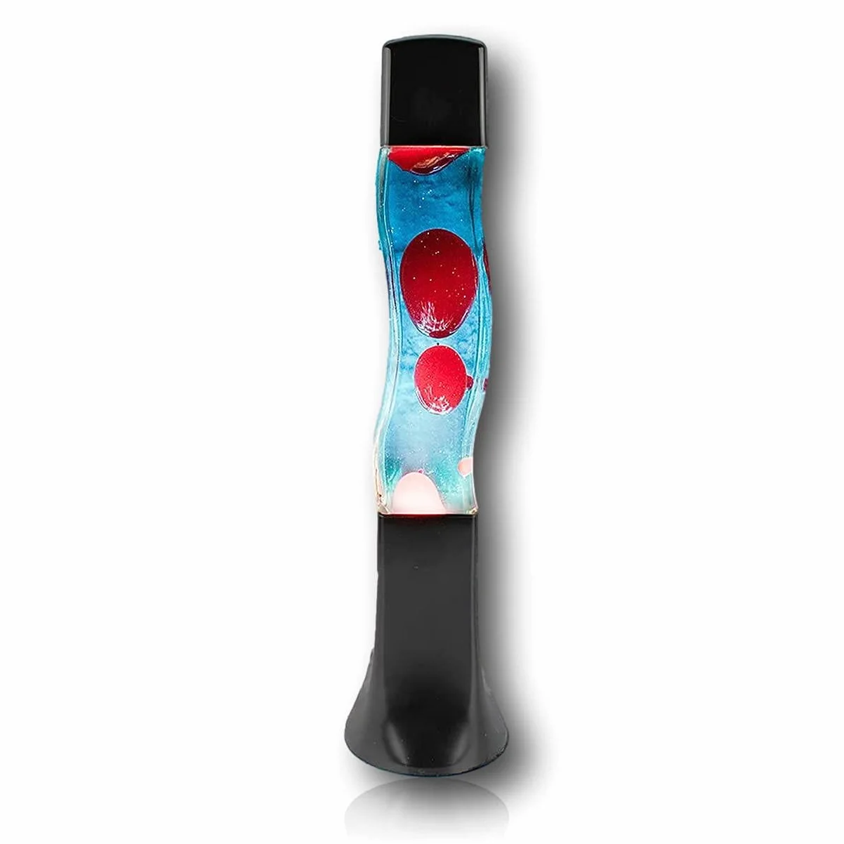 Fajna lampa Groovy Blue Liquid Red Wosk falisty wzór