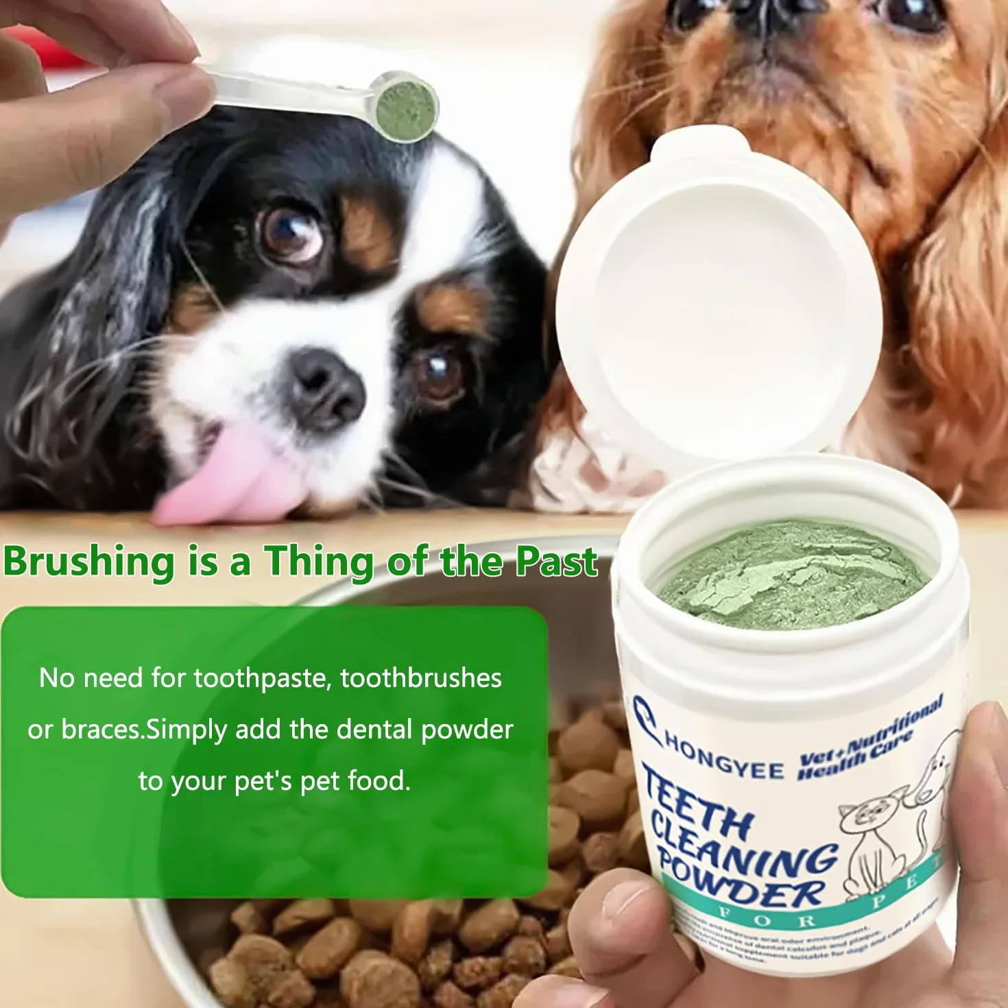 Dog Dental Cleaning Powder 150 g, wysoce skuteczny w usuwaniu kamienia nazębnego i nieświeżego oddechu, hamujący powstawanie płytki nazębnej i odświeżający oddech, bezpieczny i skuteczny