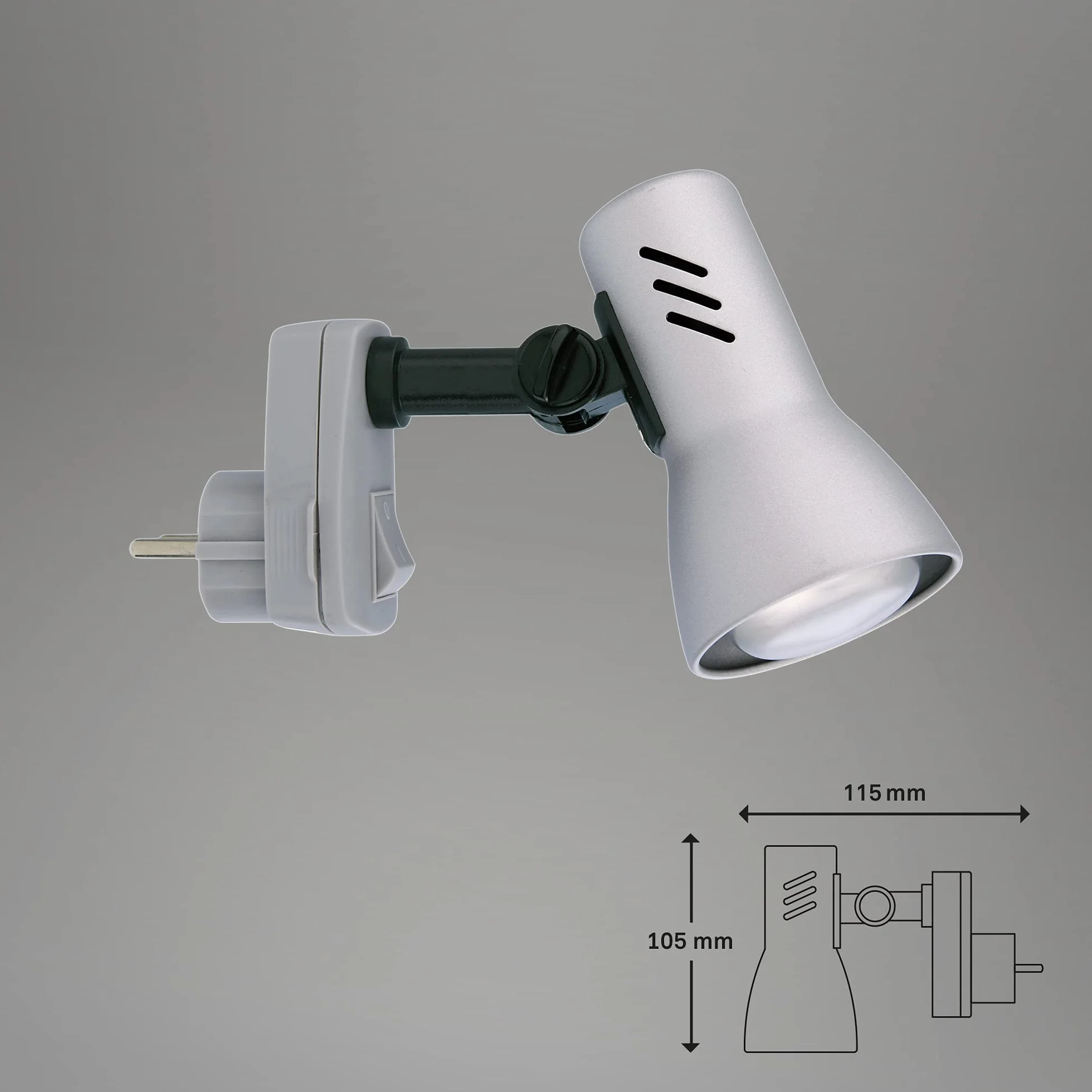 Briloner Lampka do czytania, wtyczka punktowa, E14, 25 W, obrotowa i wychylna, kolor tytanowy