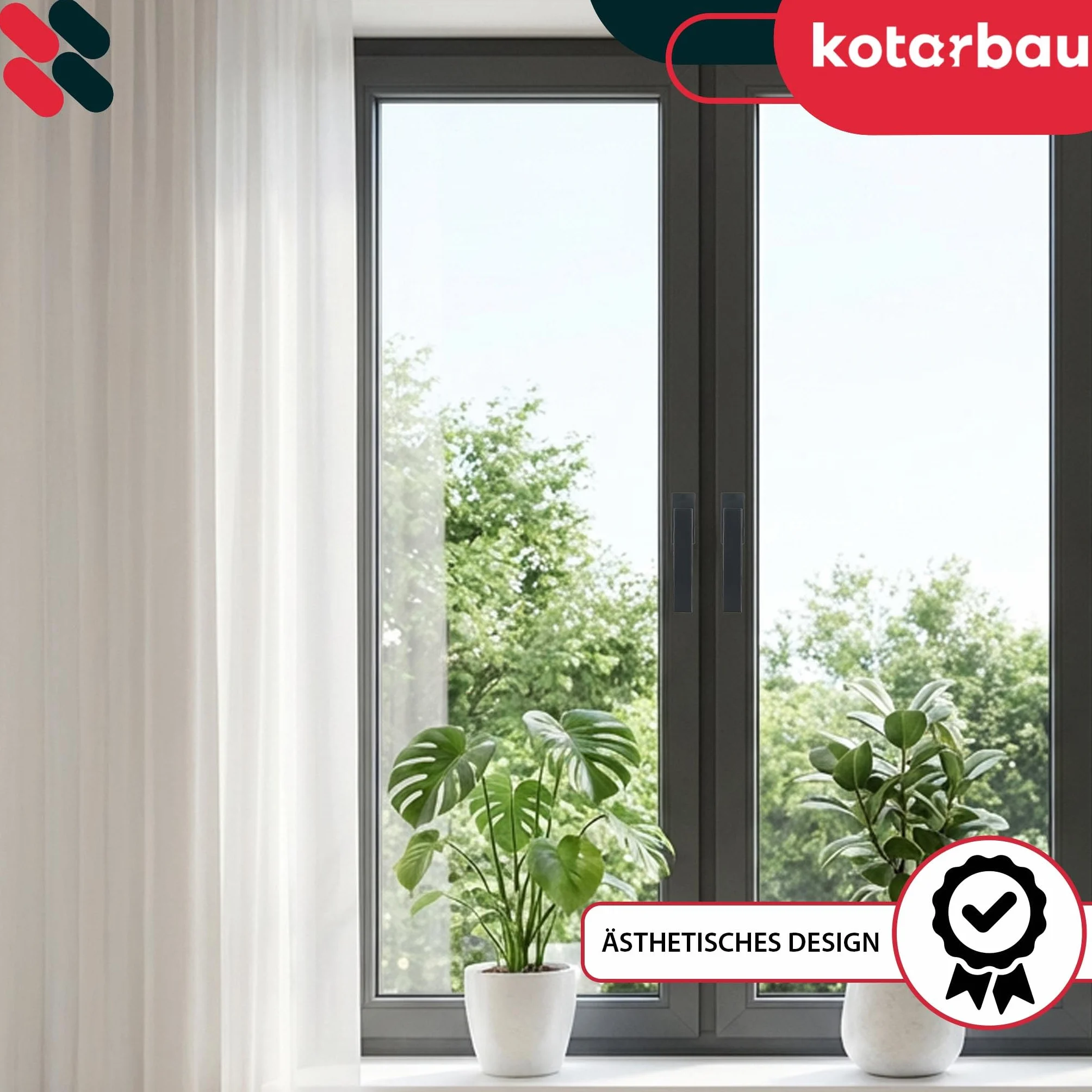 KOTARBAU® Aluminiowy uchwyt okienny, uchwyt do drzwi balkonowych, szary