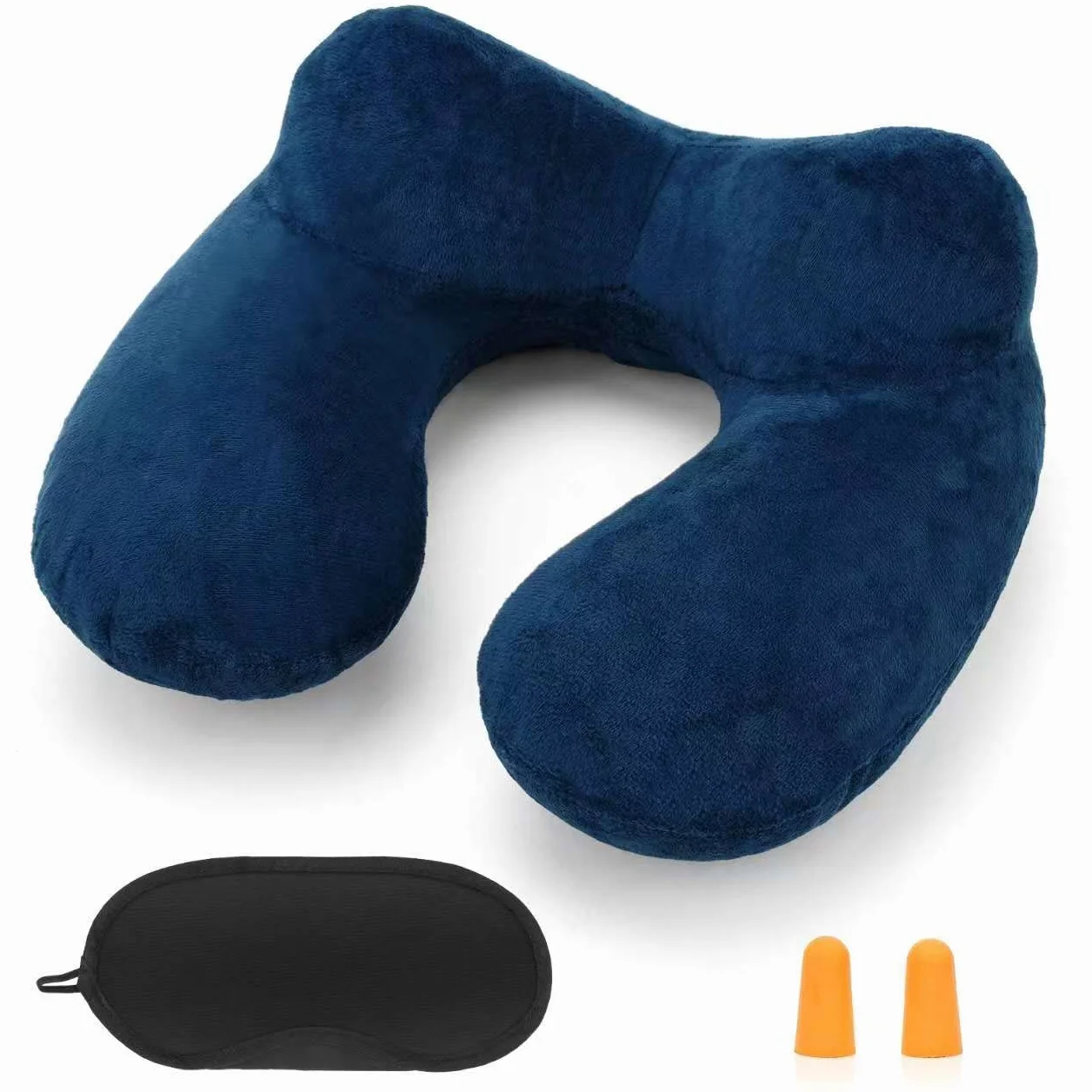 Poduszka pod szyję, nadmuchiwana, kompaktowa poduszka pod szyję, ergonomiczny zagłówek z aksamitnie miękką, zmywalną poszewką na kemping, do podróży, samolotu, pociągu, samochodu, biura
