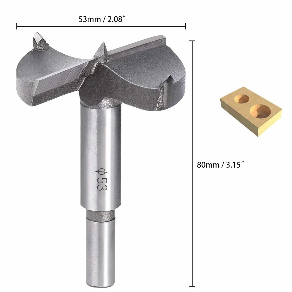 flintronic Wiertła do drewna, frez do drewna z węglików spiekanych 53 mm, montaż drzwi sferycznych, szuflad, sklejki, szybko pomaga wykonać czyste otwory z płaskim dnem w drewnie