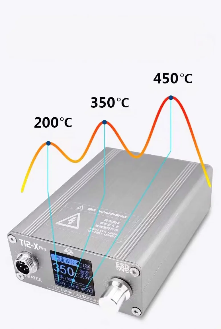 Stacja Lutownicza OSS T12-X Lutownica Grotowa Kolbowa Zestaw 5 Grotów T12 Precyzyjna Dla Elektronika SMD BGA