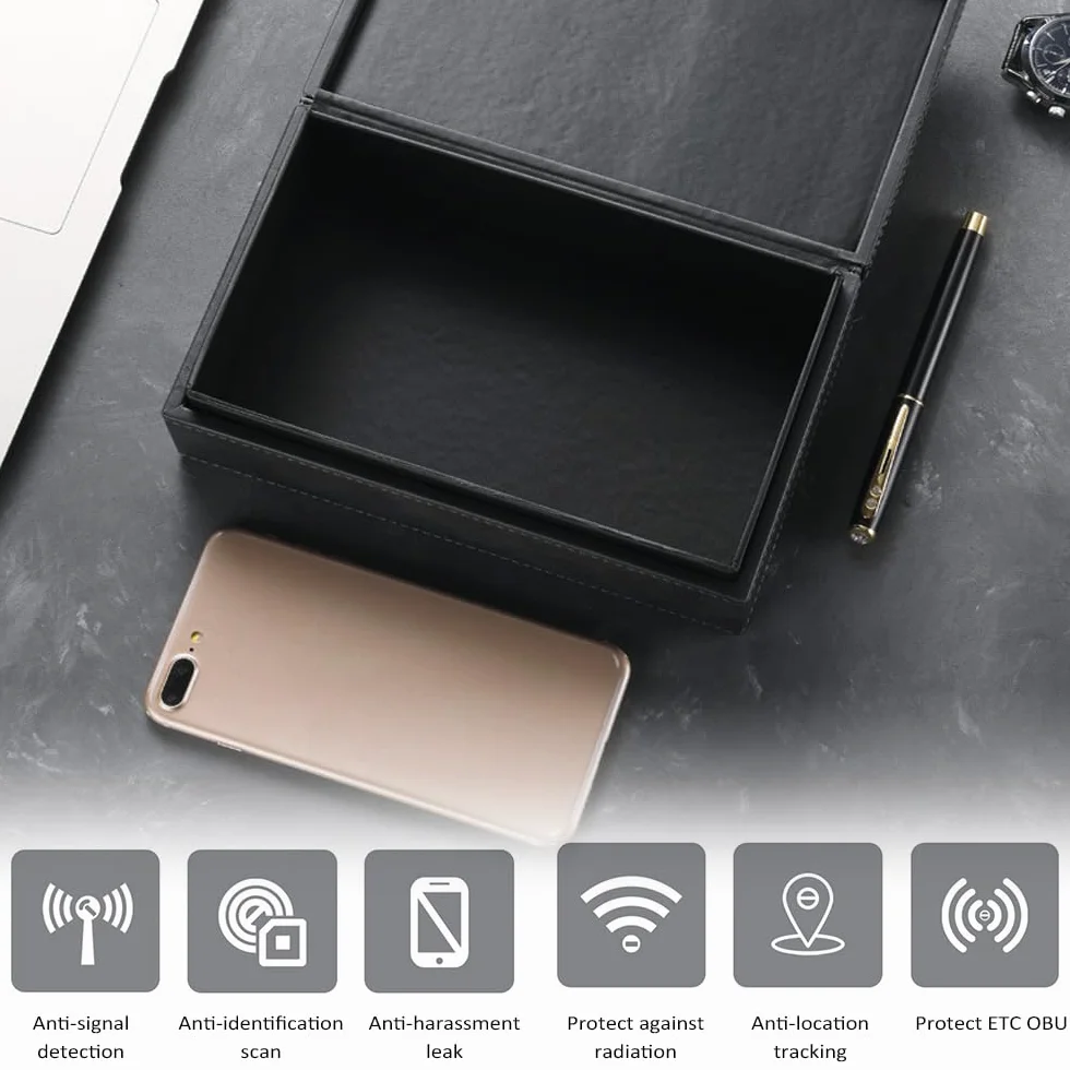 Faraday Box kluczyk samochodowy skórzana skrzynka z ochroną przed promieniowaniem ETC NFC RFID blokada sygnału