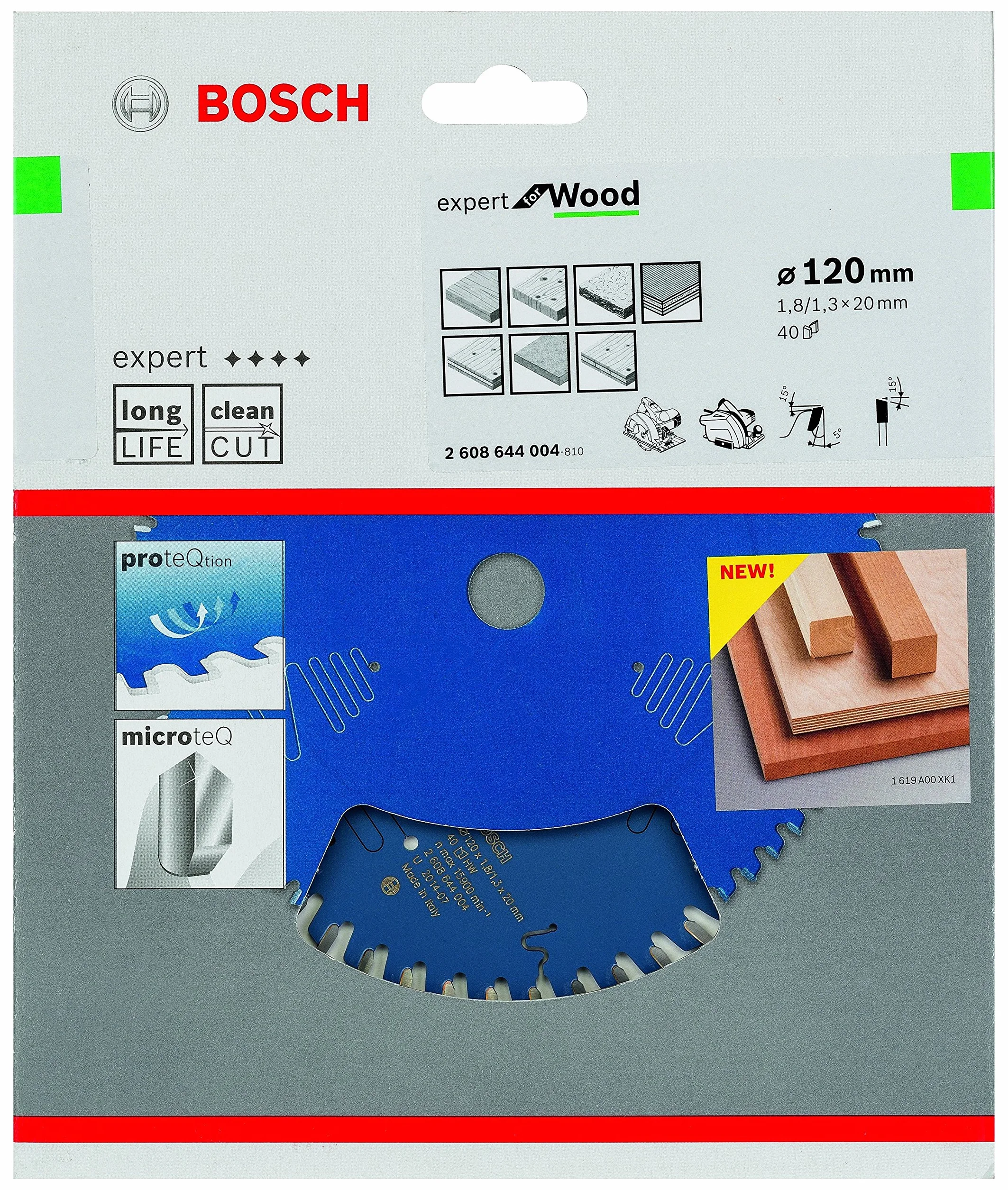 Bosch Professional Brzeszczot do piły tarczowej Expert do drewna (drewno, 120 x 20 x 1,8 mm, 40 zębów, akcesoria do piły tarczowej)