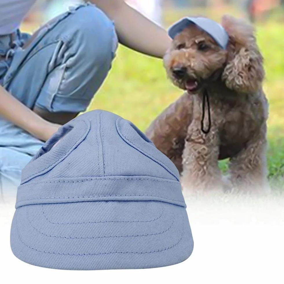 Czapka bejsbolowa dla psa i kota, czapka outdoorowa, Sunbonnet, regulowane paski, na lato, podróż, kapelusz sportowy, opakowanie wielokrotnego użytku, socialme-eu(S-Blau)