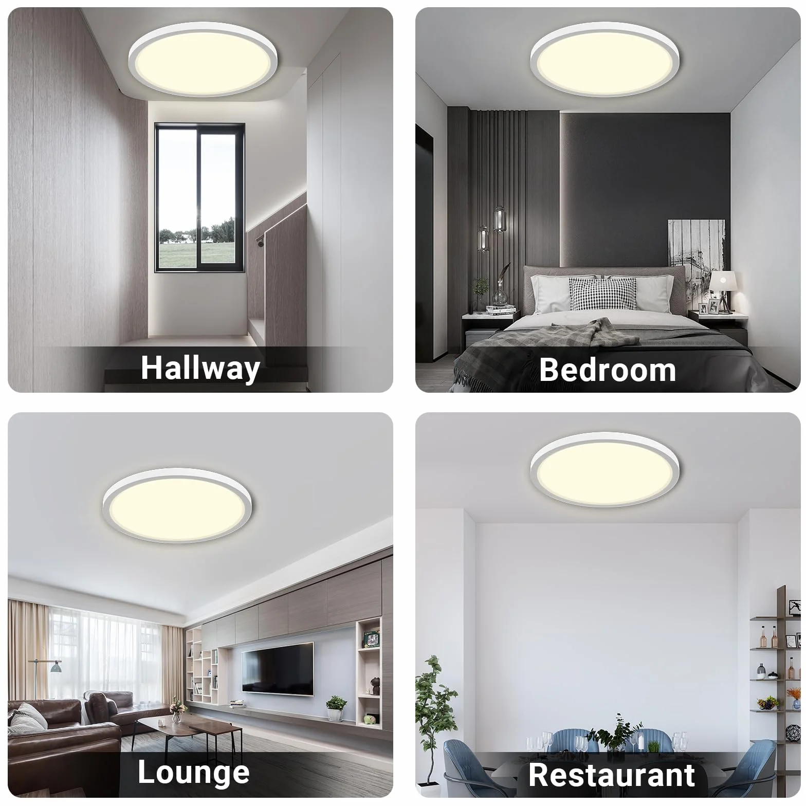 LQWELL® Lampa sufitowa LED, wodoodporna IP44, okrągła, płaska, 50W, 4000K, 5500LM, nowoczesna, prosta, cienka, do salonu, łazienki, sypialni, kuchni, balkonu, piwnicy, 600 * 25 mm