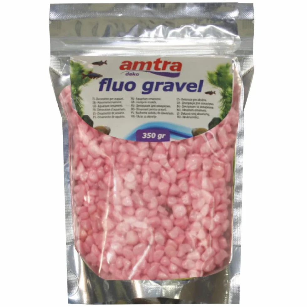 Amtra Fluo Żwir dekoracyjny do akwarium, ceramiczny żwir dolny, do akwarium słodkowodnego i słonowodnego, bez kurzu, różowy, 350 g