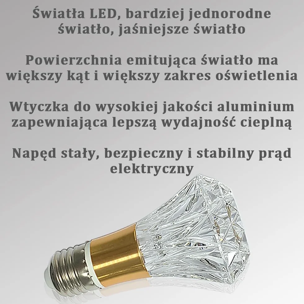 Żarówka Kryształ Akrylowy E27 5W 85-265V Ciepłe Światło 3000K Dekoracyjna 1 Sztuka