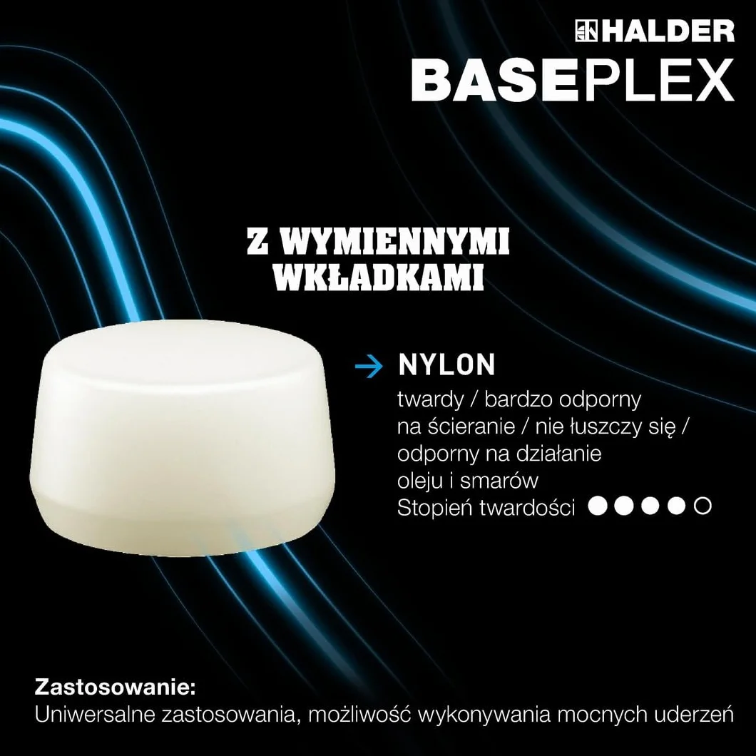 Młotek z miękkim obuchem BASEPLEX CA/nylon 40mm 0,5kg HALDER