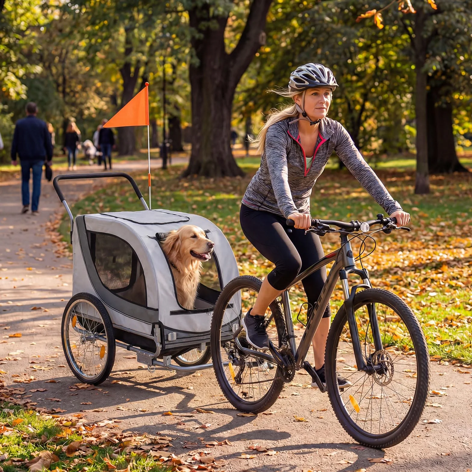 COSTWAY 2 w 1 przyczepa rowerowa dla psów, składany wózek dla psa, tkanina Oxford 600D, przyczepa rowerowa z otwieranym dachem, odbłyśniki i pneumatyczne opony, uniwersalne mocowanie do roweru, do 80