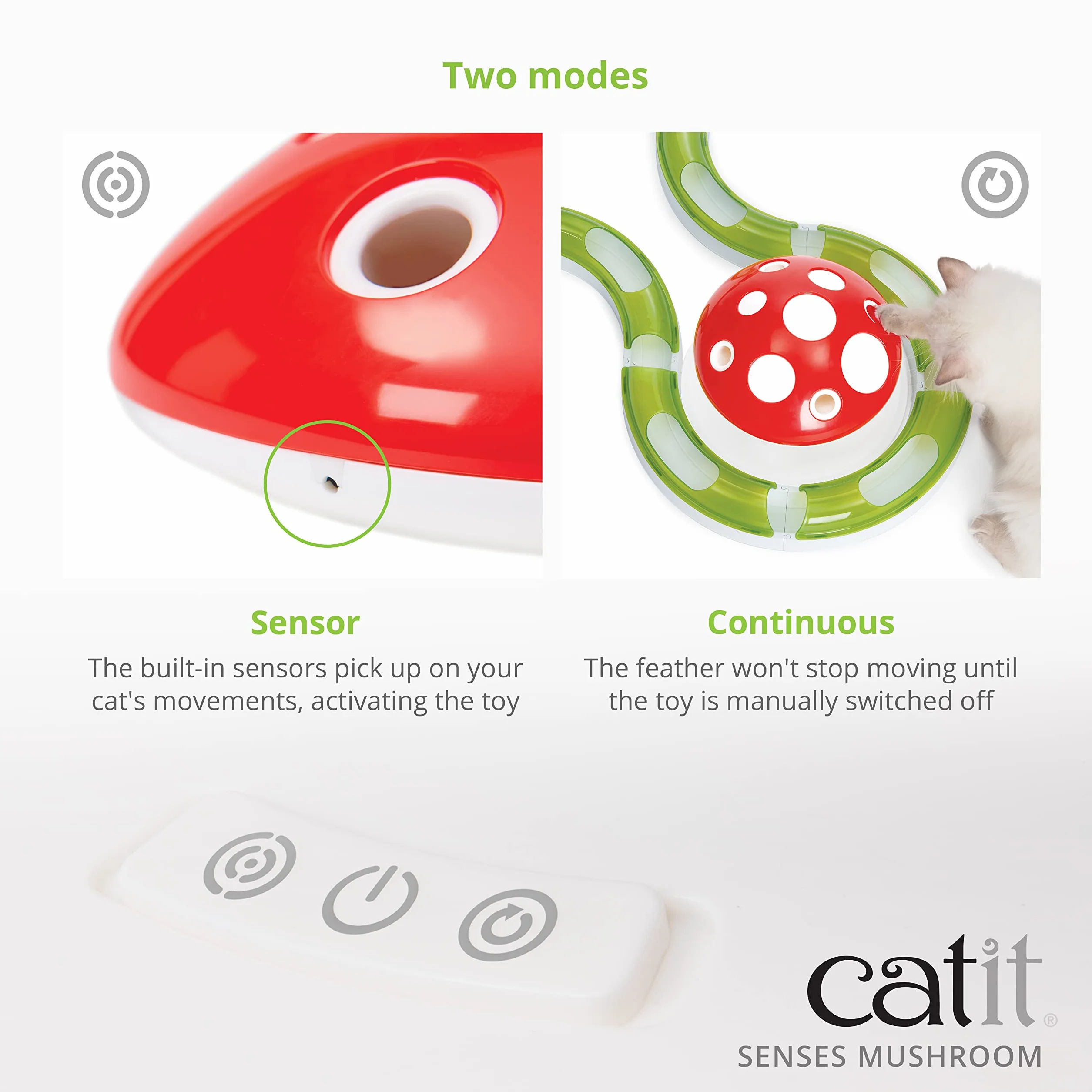 Catit Senses 2.0 Mushroom - interaktywna zabawka z piórami 360 stopni dla kotów z dwoma trybami zabawy